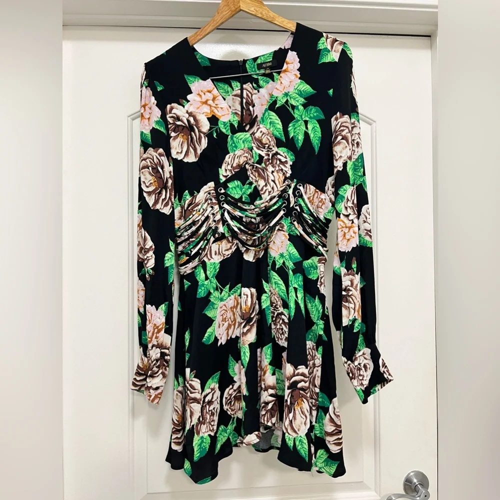 NWOT AFRM Nami Floral Corset Tie Mini Dress - Picture 5 of 11